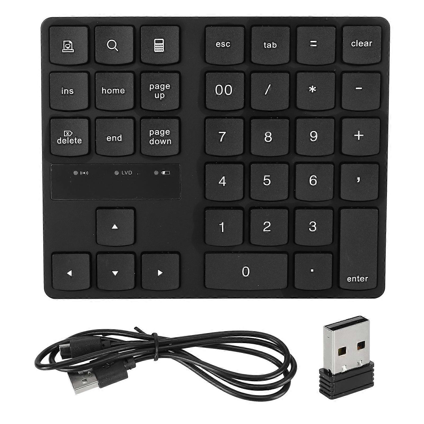 35 Key Mini Numeric Keypad U Shaped Keys 32.8ft Transfer Distance Low Noise 2.4G Wireless Number Pad for Laptop PC