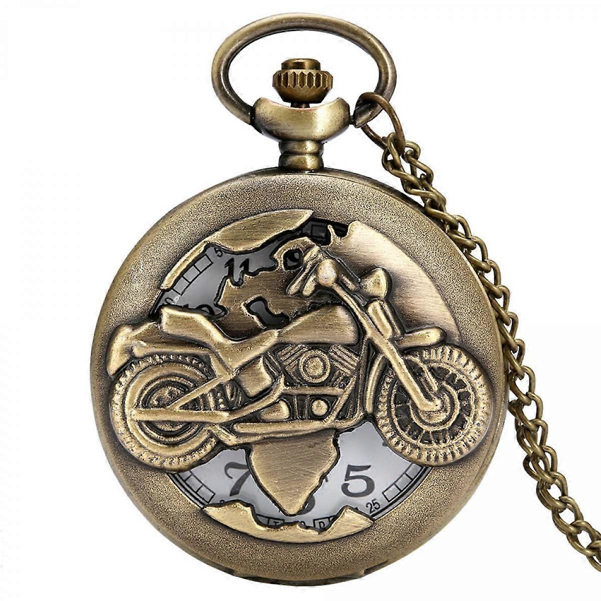 Pocket Watch Chain Quartz Movement Arabic Numerals Half Hunter for Eagle Scout