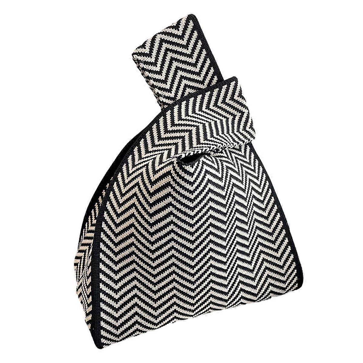 Sac en tricot zigzag-ZB-96-noir-20*35cm