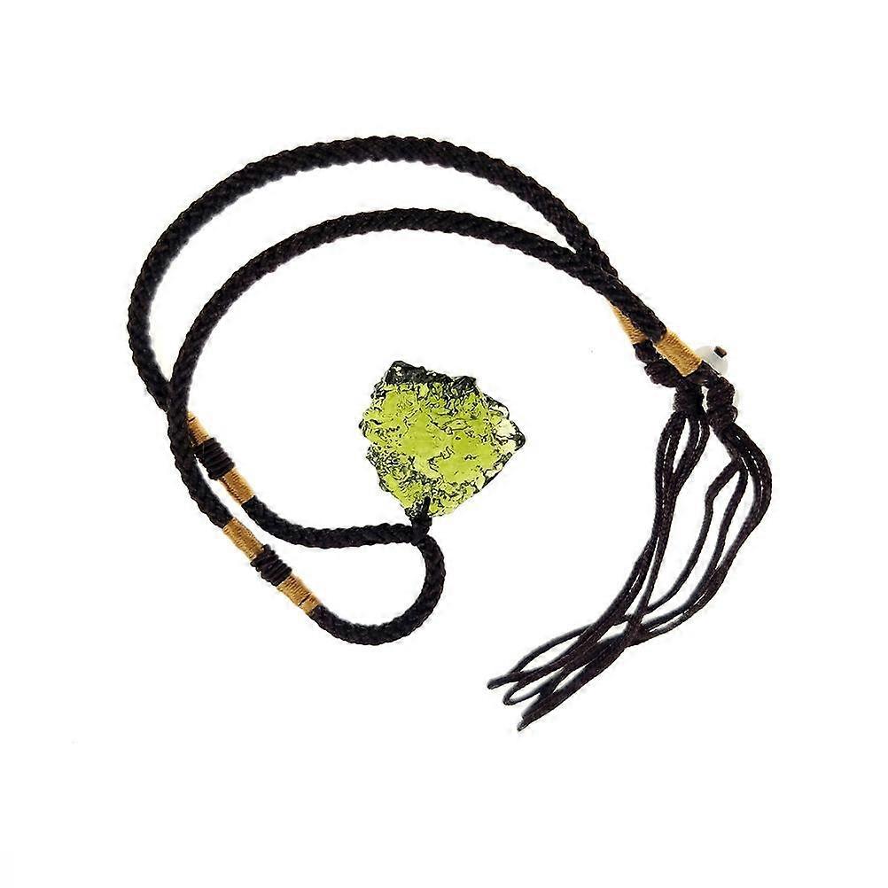 Moldavite Crystal Necklace with Irregular Stone Pendant