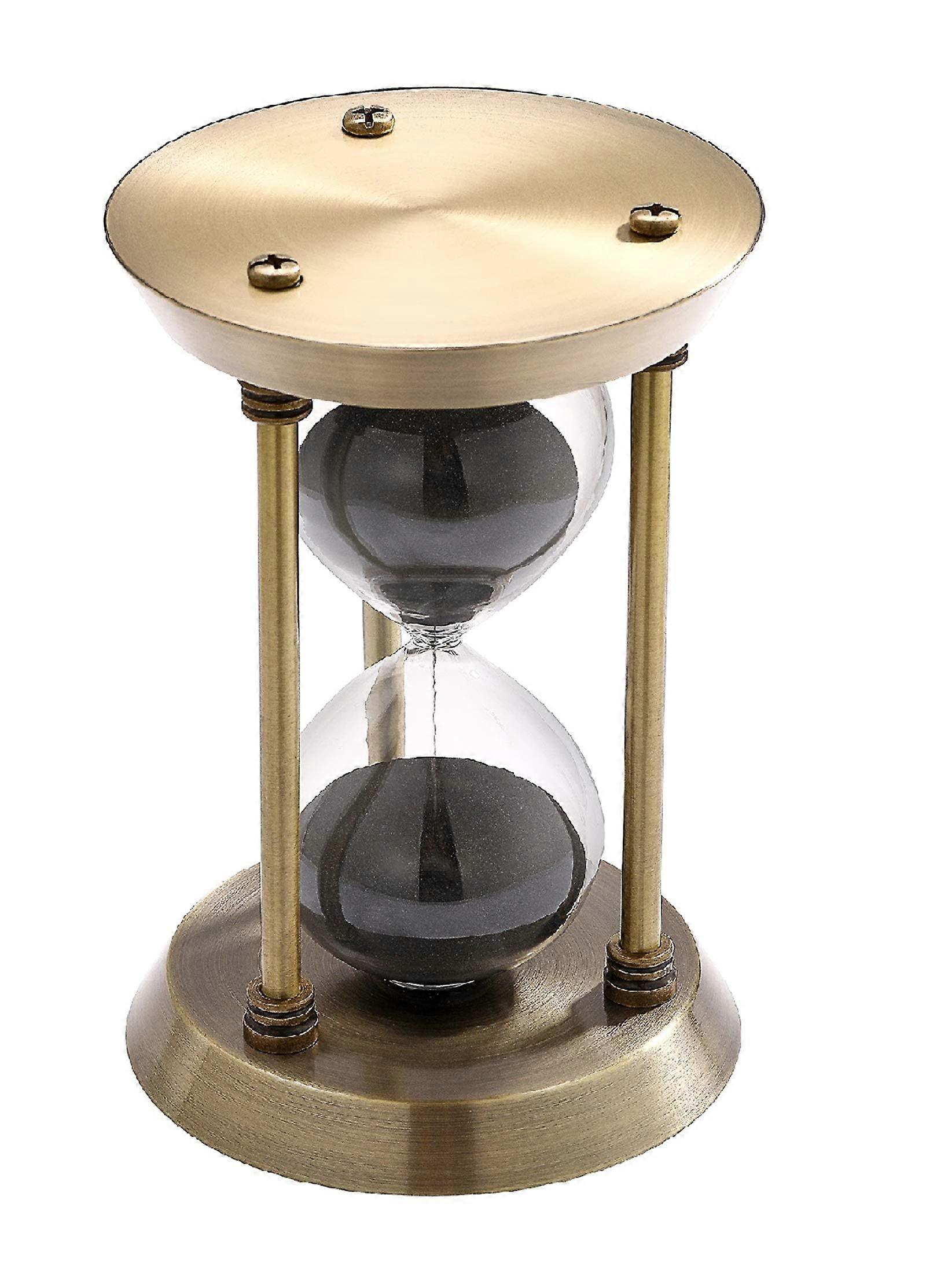 1 Minute Sand Timer - Small Brass Hourglass with Black Sand for Home Decor and Time Management