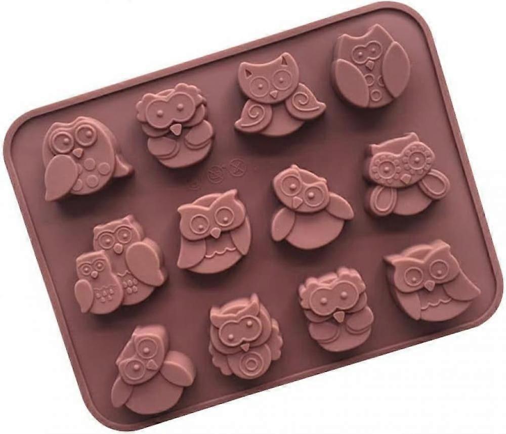 12 Cavities Cute Owl Shaped Silicone Chocolate Candy Cake Mold