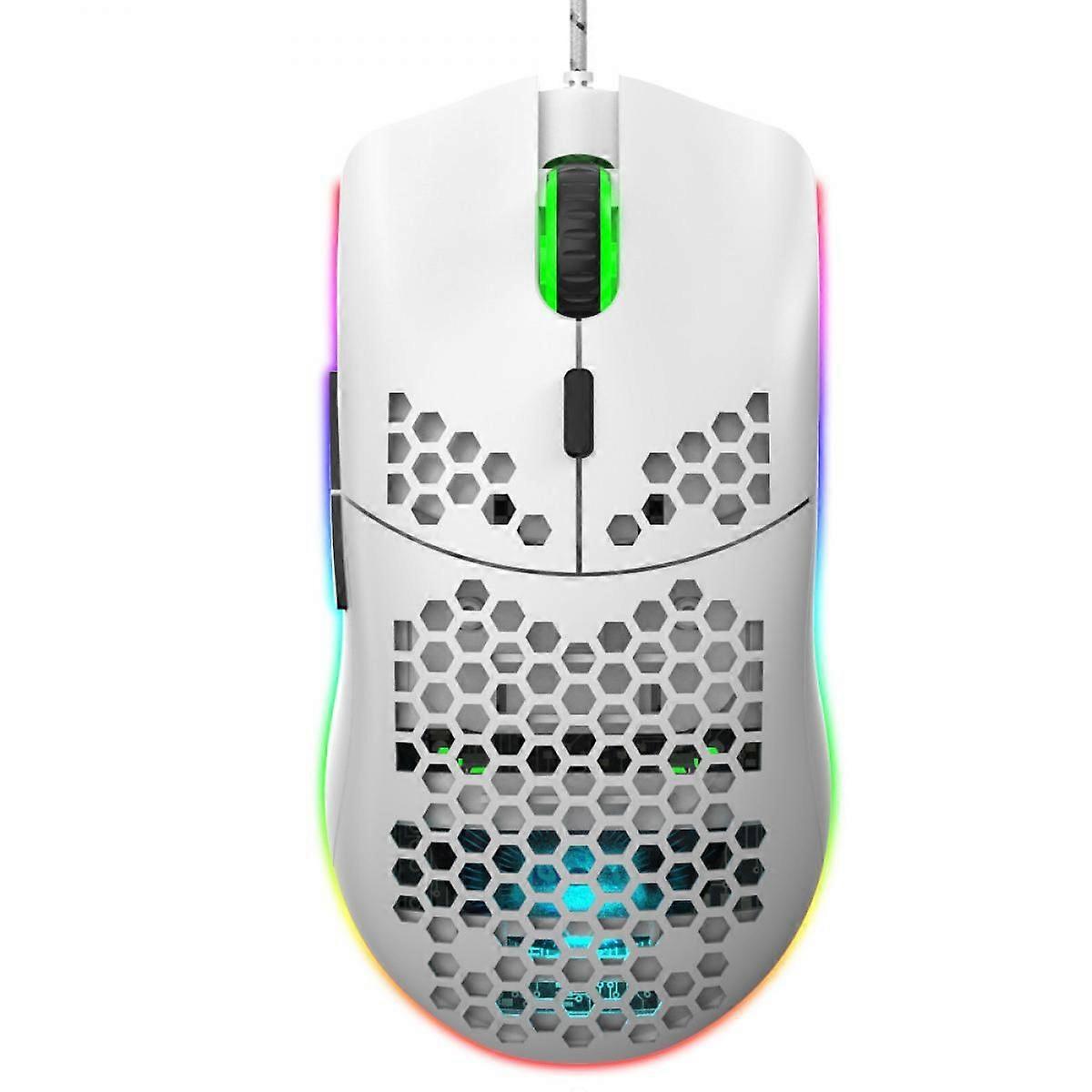 Wired Mouse RGB Lighting Support Lights Off 6 Buttons for PC Wired USB Mouse, Ultra Light Cellular Computer Mouse, Gaming Mouse with 6 Function Button