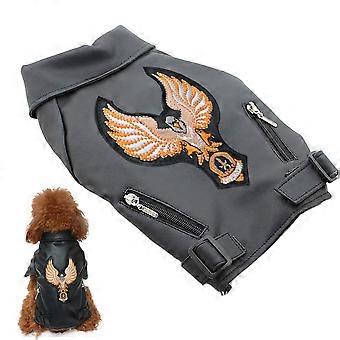 Dog Winter Coat Pu Leather Motorcycle Jacket for Dog Pet Clothes Leather Jacket, Waterproof