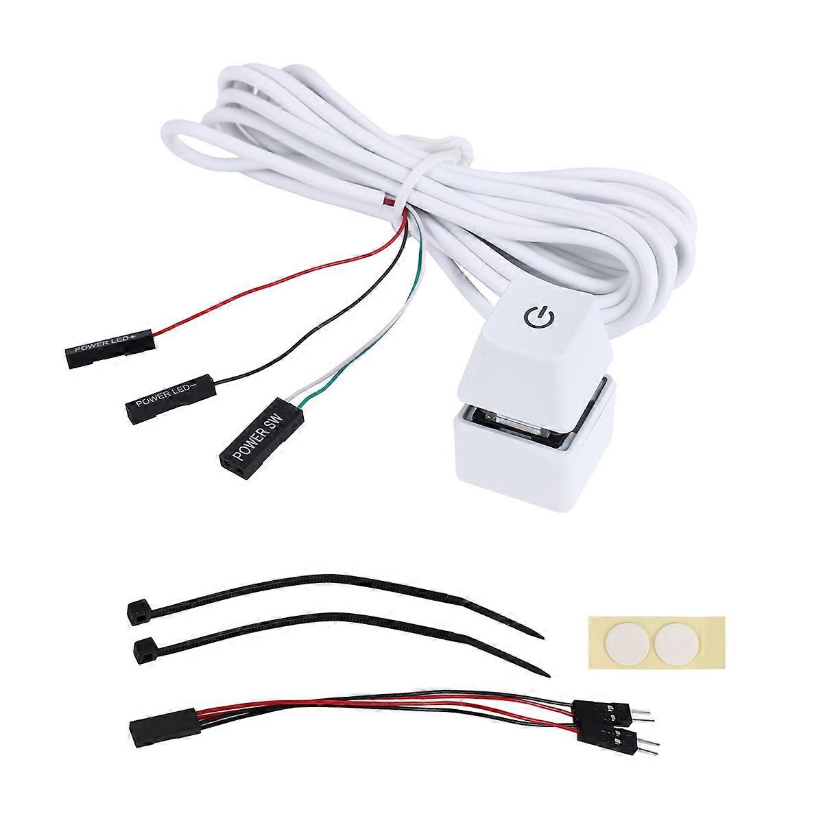 2M Portable LED Lights Computer Desktop Switch PC External Start Power On/Off Button Extension Cable, RGB Light
