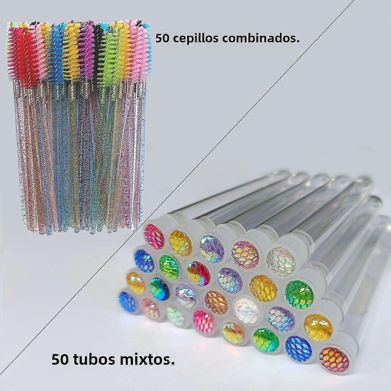 50pcs Reusable Eyelash Brushes Eyebrow Brushes Resin Tube for Cleaning and Eyelash Extensions Dust Protection