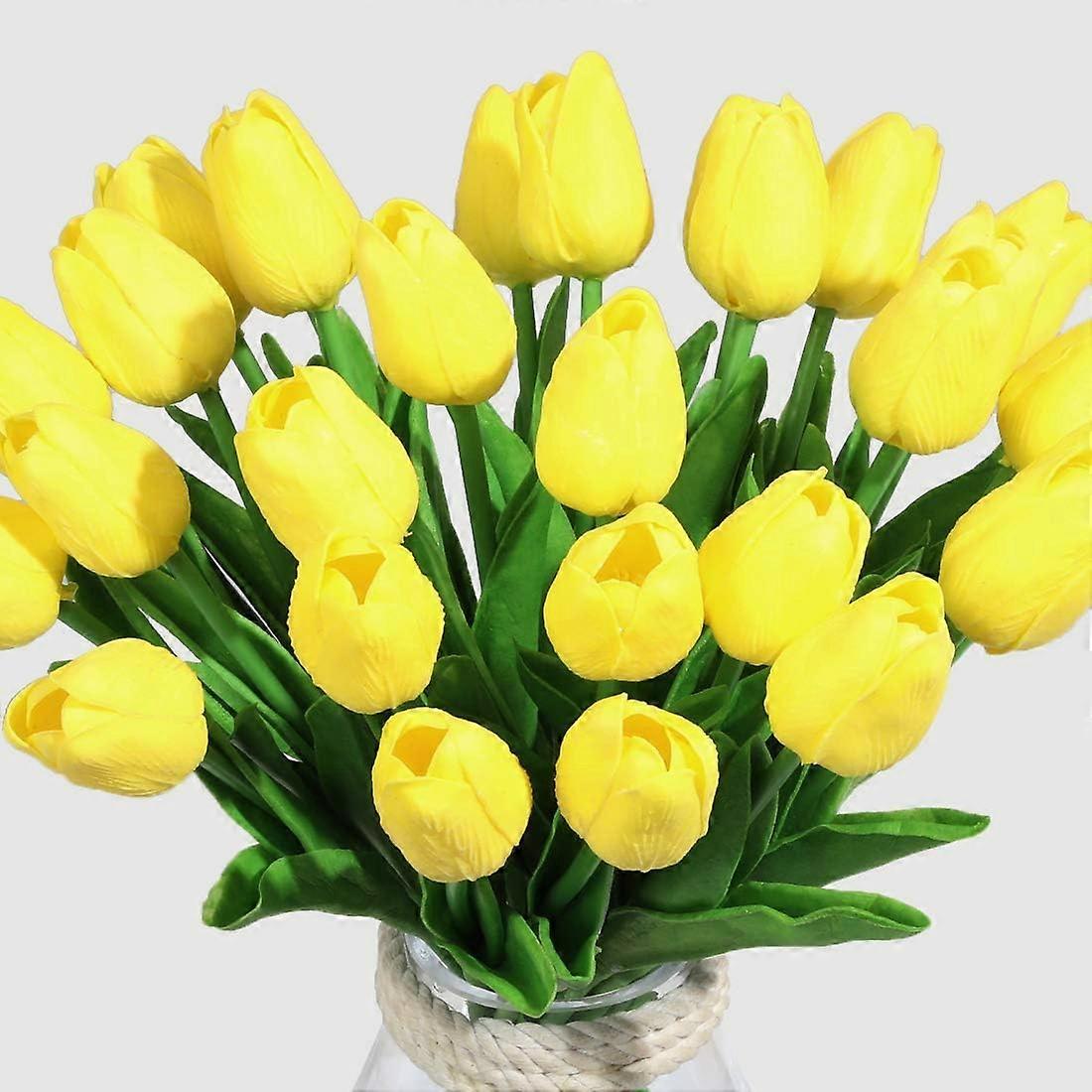 20pcs artificial tulip flowers - yellow