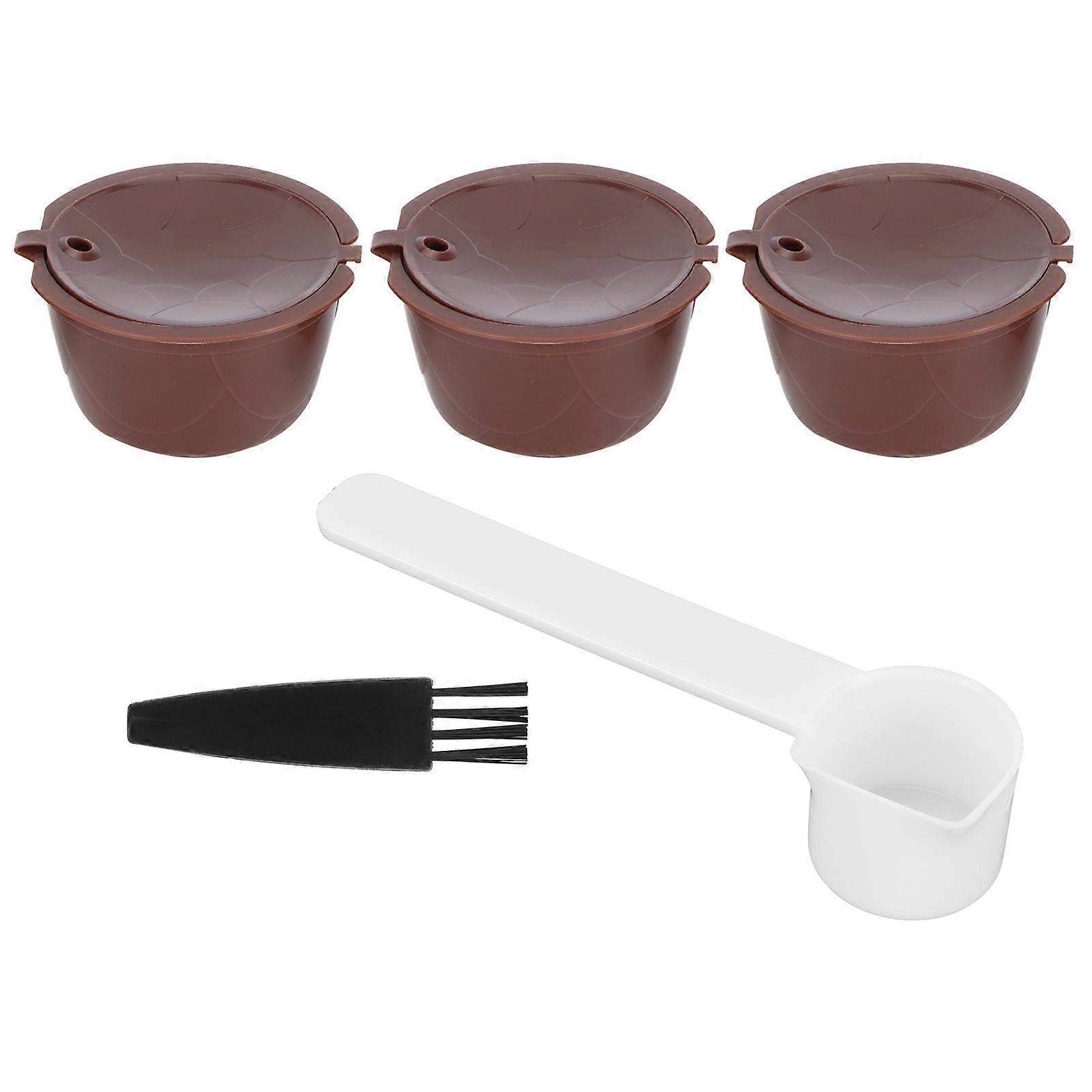 Coffee Capsules Reble Refillable Filter Kit for DOLCE GUSTO Machine with 1 Spoon and 1 Brush, Compatible Coffee Cup Accessories