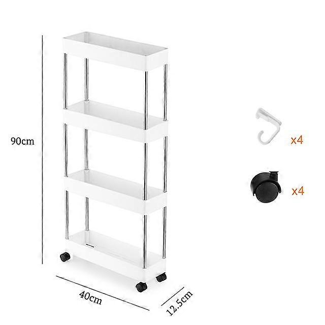 New 3/4 Layer Movable Gap Storage Rack Kitchen Bathroom Slim Slide Organizers Shelf Tower Assemble Wheels Space Saving Organizer