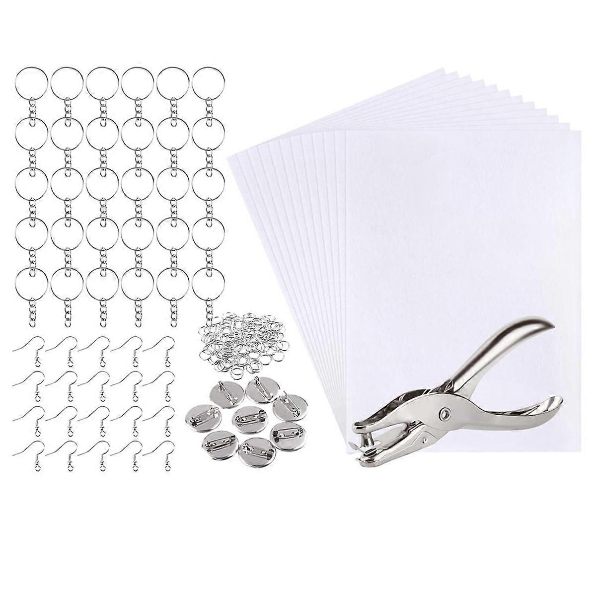 20 Shrinking Film Art Paper and 161 Pcs Keychains Making Accessories
