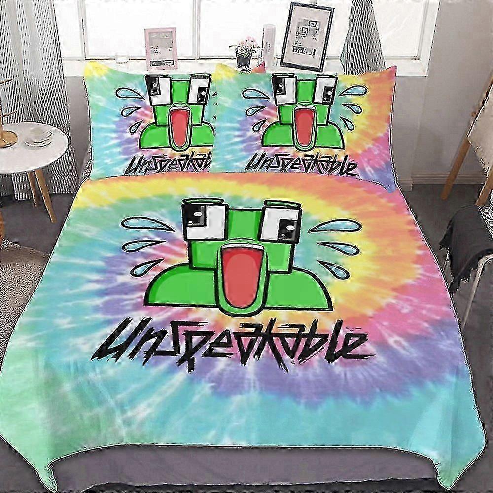 o2506 Lençóis de Cama Anime Unspeable Bedding Se3 Peças, Conjunto de Capa de Edredom Wa Soft para Fãs Crianças Adolescentes, Decoração de Quarto Gir, Leve Respirável com Duvet Co
