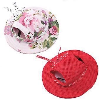 2 Pieces Round Brim Pet Baseball Hat Dog Mesh Porous Cap