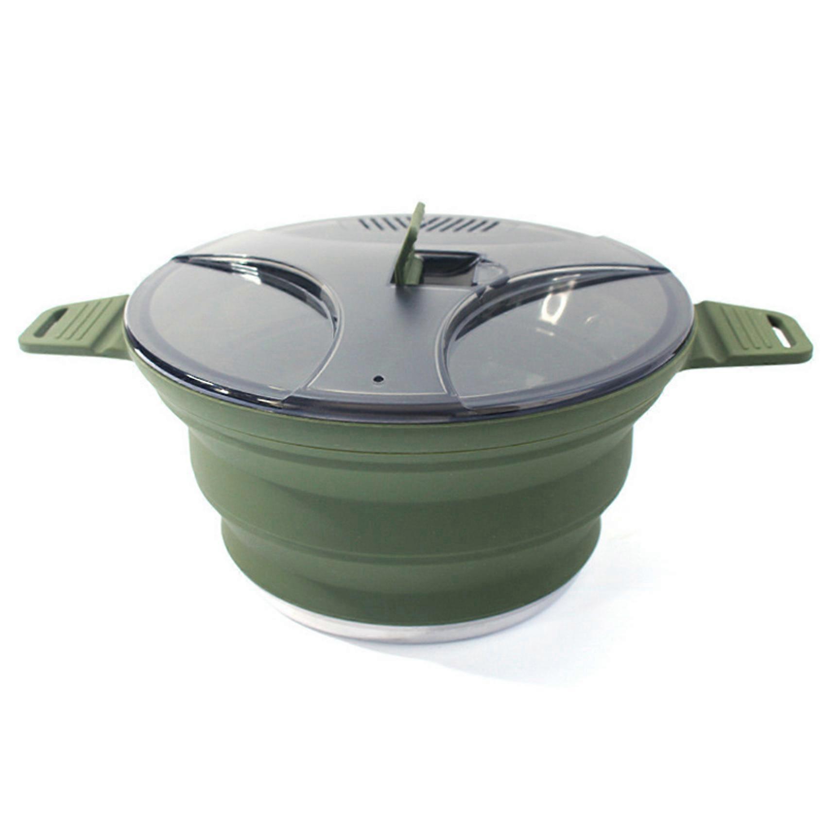 Outdoor Folding Pot Silicone Hiking Cooking Pot,Green