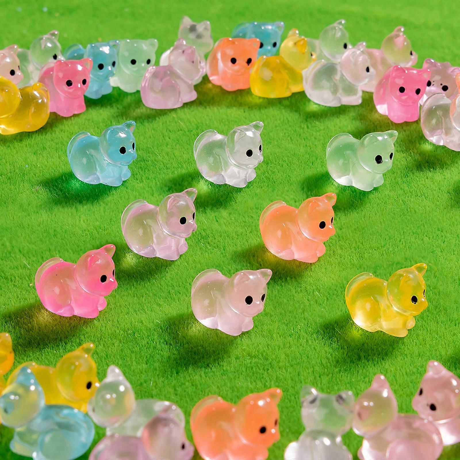 10pcs Miniature Glowing Kitten Versatile Resin Decors for Gardens, Dollhouses, and Do It Yourself Projects