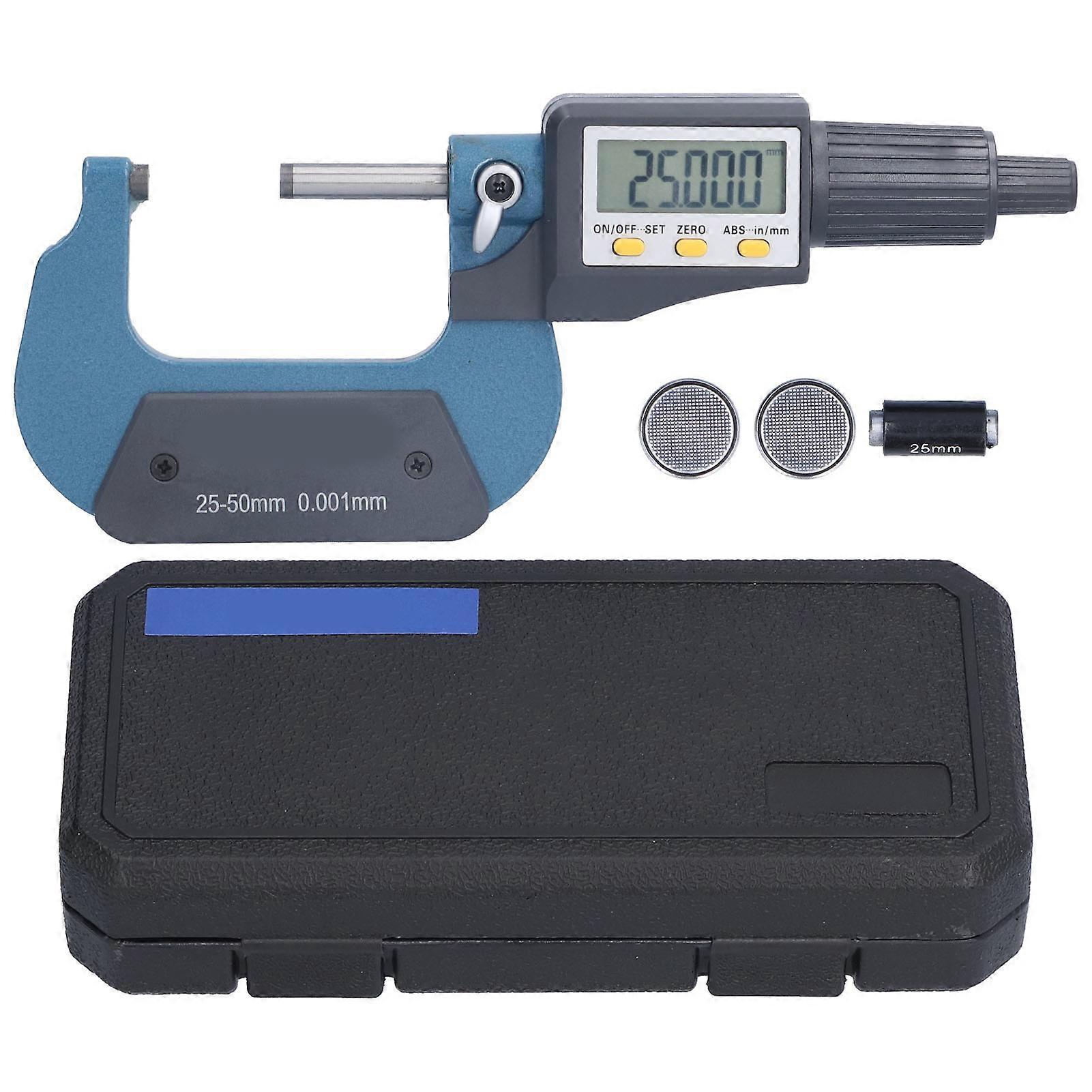 Digital Micrometer 0.00005in/0.001mm Resolution Professional Thickness Measuring Tools 25‑50mm