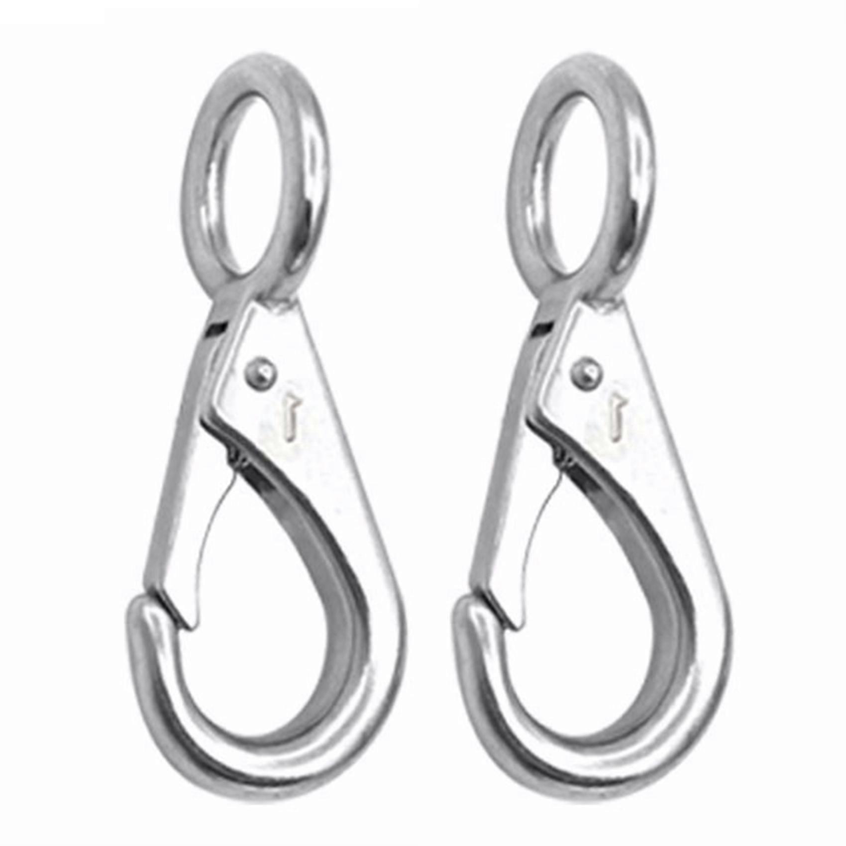 2Pcs Stainless Steel 316 Rigid Loaded Fixed Eye Spring Clip Snap Hook