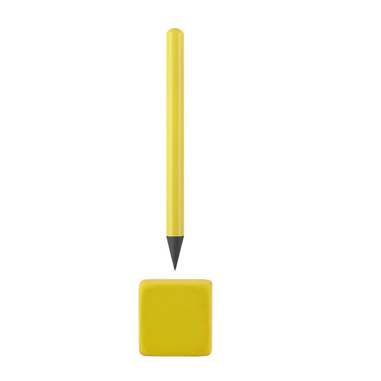Crayon sans encre éternel,Éternel crayon magique-w/gomme Écriture illimitée Réutilisable infini-crayon,NO-crayon de taille jaune