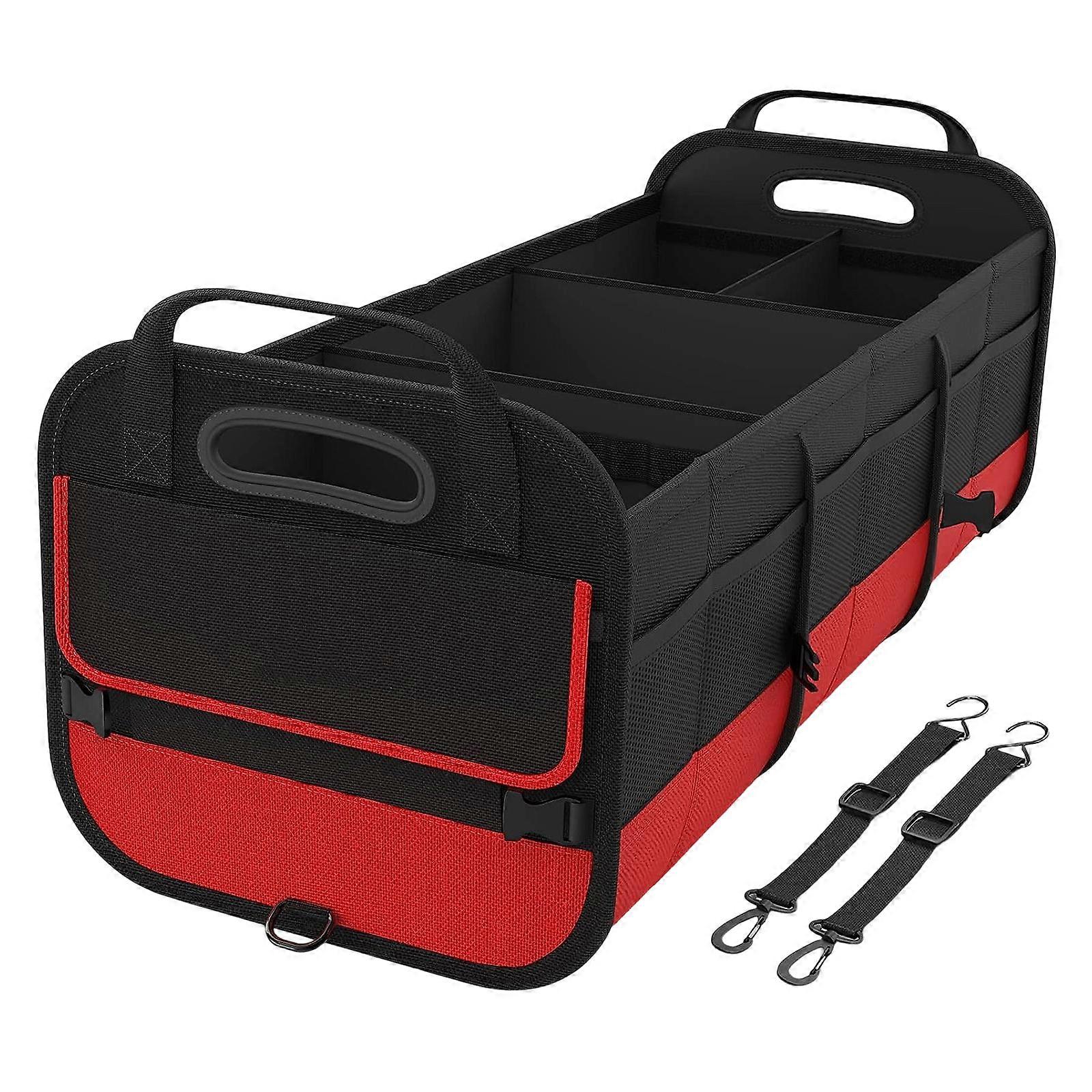 Cargo Storage Container Car Storage Box Multiple Compartment Trunk Organizer Automotive Cargo Storage Tool Collapsible Red