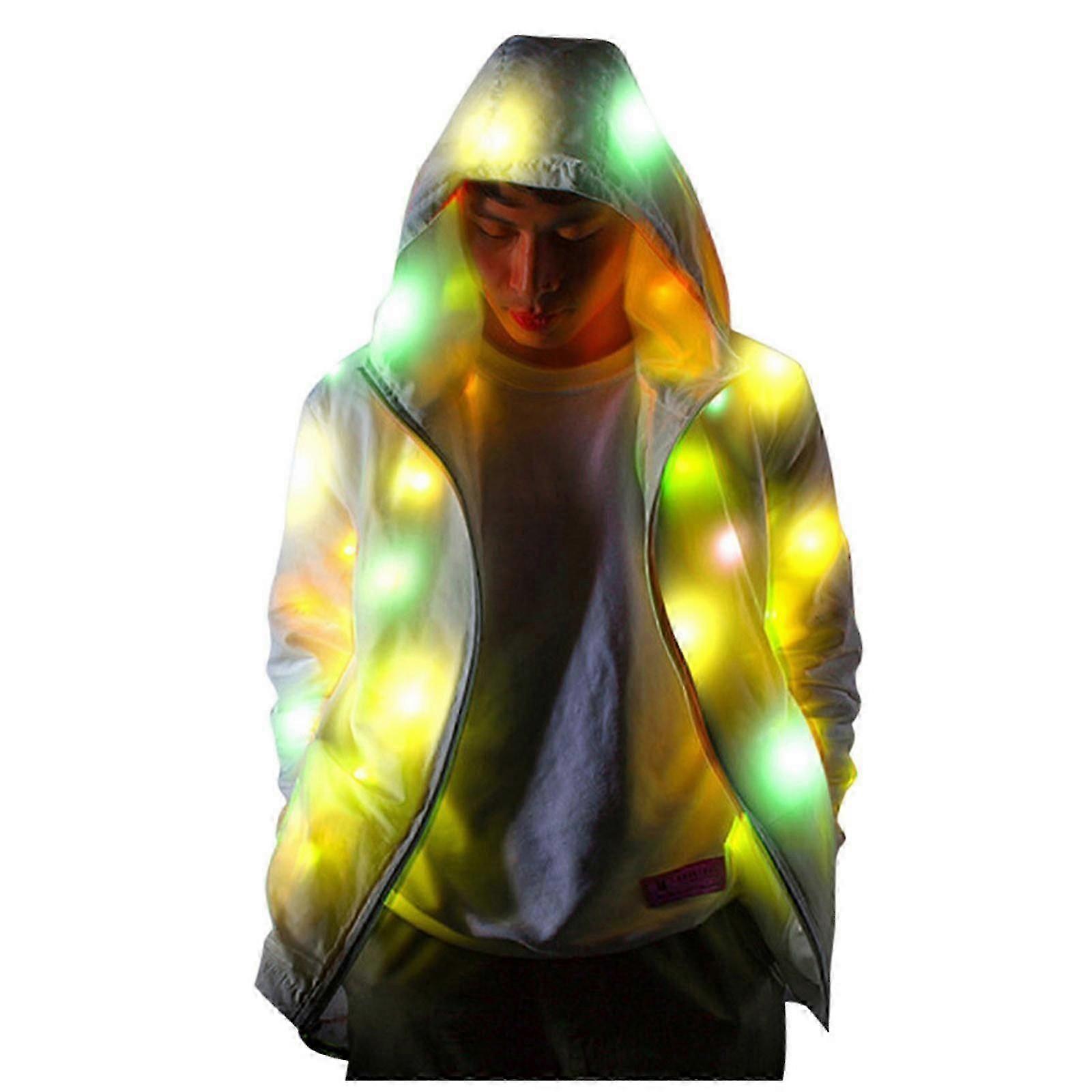 Men Women Long Sleeve Led Colorful Glowing Jacket Coat Luminous Clothing -ZHENV