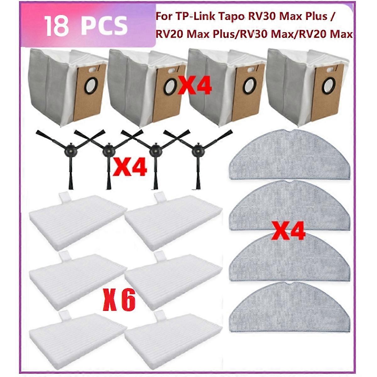18PCS for TP-Link Tapo RV30 Max Plus / RV20 Max Plus /RV30 Max /RV20 Max Vacuum Parts Filters Mop Si