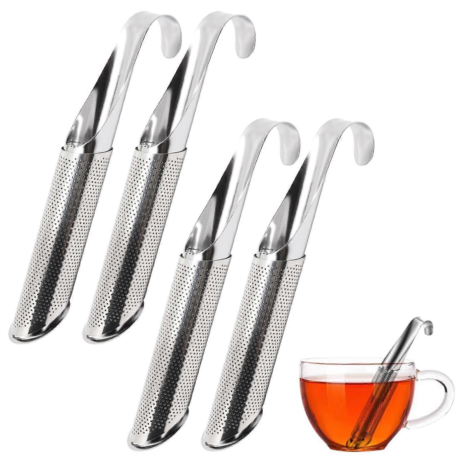 Tea Infuser Stainless Steel Diffuser For Loose Leaf Tea, Coffee And Spices, Hook Handle, Fine-Pore Diffuser, 4-Piece Set