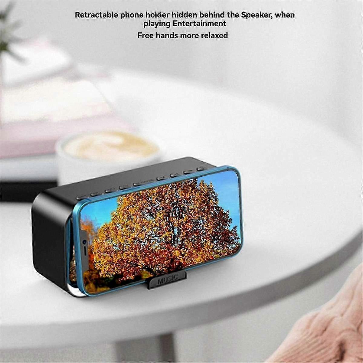 Digital Alarm Clock with Bluetooth 5.1, Rechargeable, Portable Music Player, Supports Memory Card and Aux Input, Black