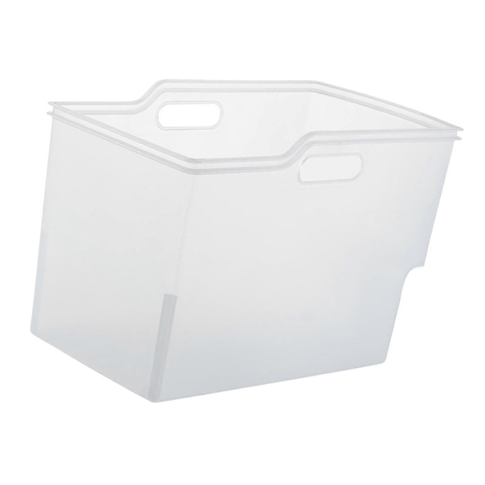 Kitchen Organizer Bin Seasoning Box Deep Pull Out Storage Basket with Handle for Cabinet and Fridge, Clear Large Size