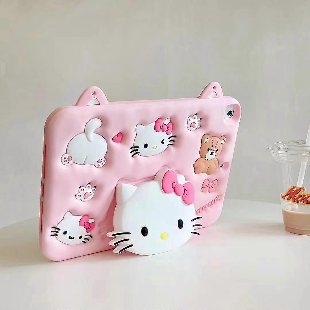 Cartoon Case For iPad Pro 10.5-Inch And iPad Air 3, Soft Silicone Kickstand, Drop Proof, Shock Proof, Anti-Slip, Kitty