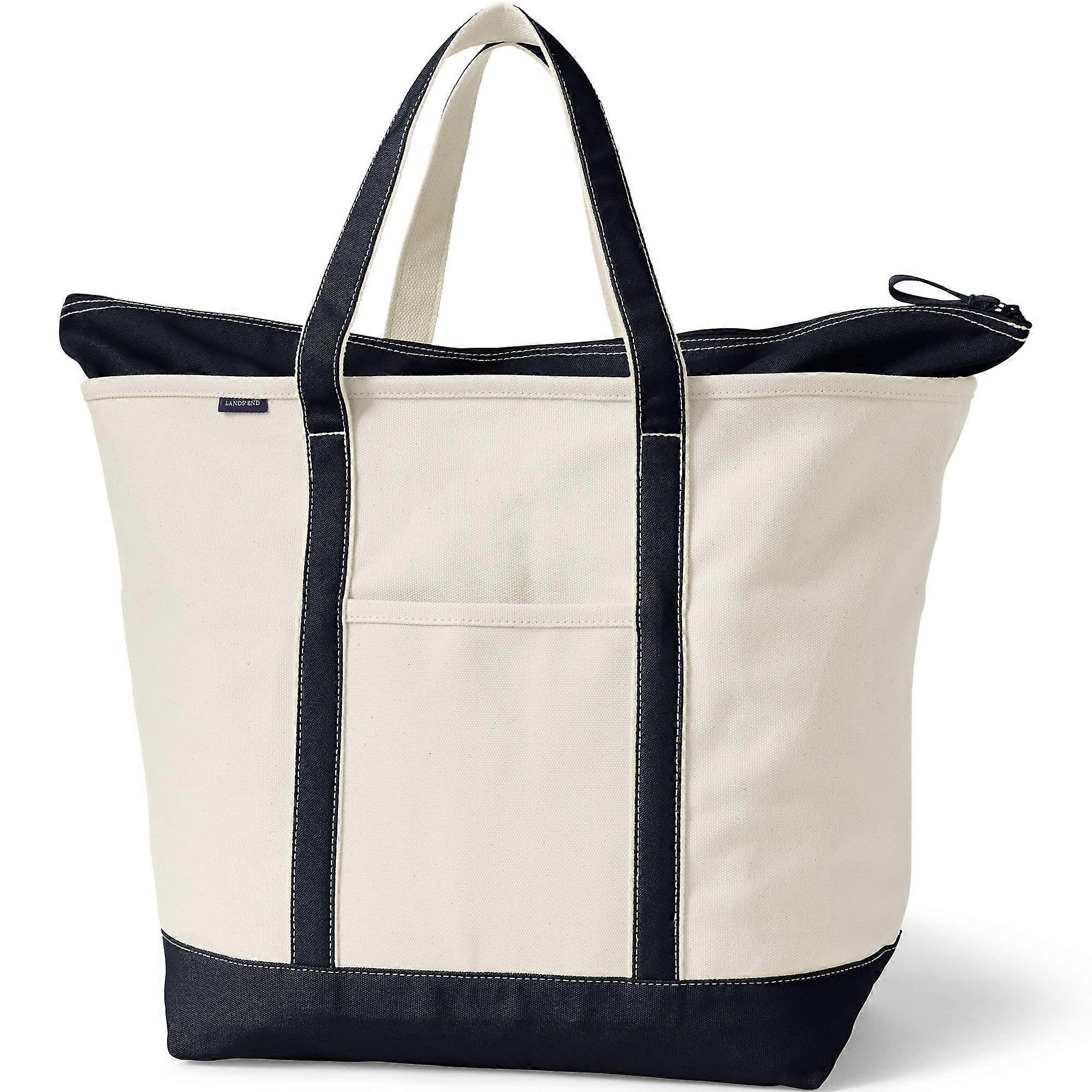 Zip canvas tote bag medium natural/black