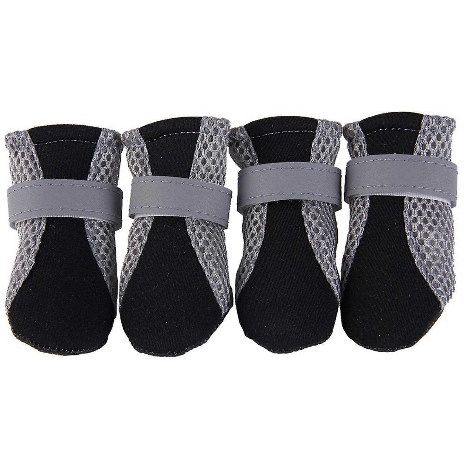 Dog Shoes for Small Medium Large Dogs, 4pcs Adjustable Breathable Boots with No Soft Sole, Black Size M