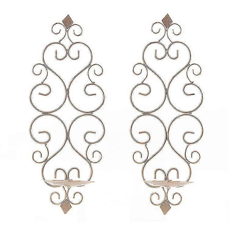 Set med 2 metallväggpelare ljusstakar