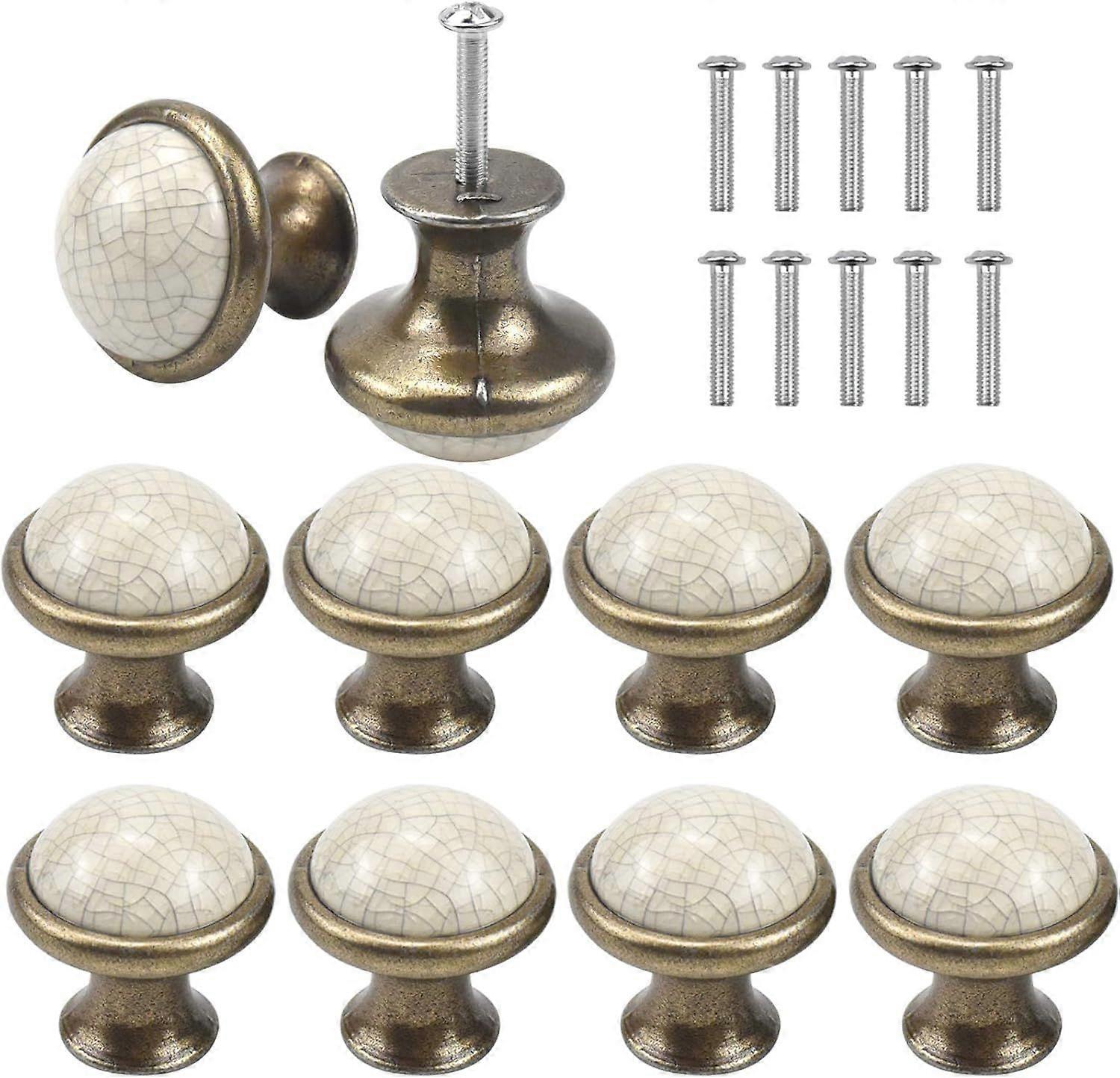 10 pieces vintage drawer knobs, ceramic cupboard door knobs, door handles, drawer pulls, dresser knobs
