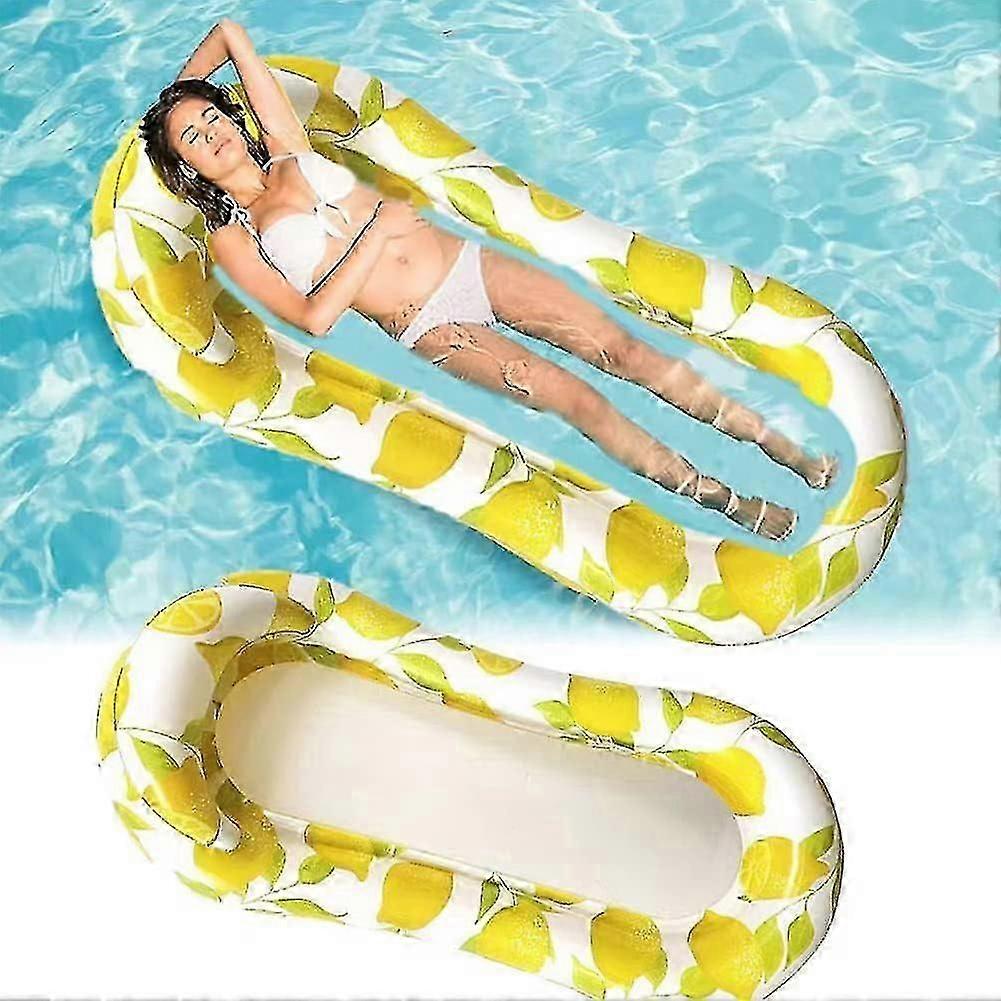 Sedia da piscina galleggiante gonfiabile in PVC Letto galleggiante gonfiabile limone Amaca galleggiante gonfiabile con boe di testiera e materasso Piscina galleggiante L