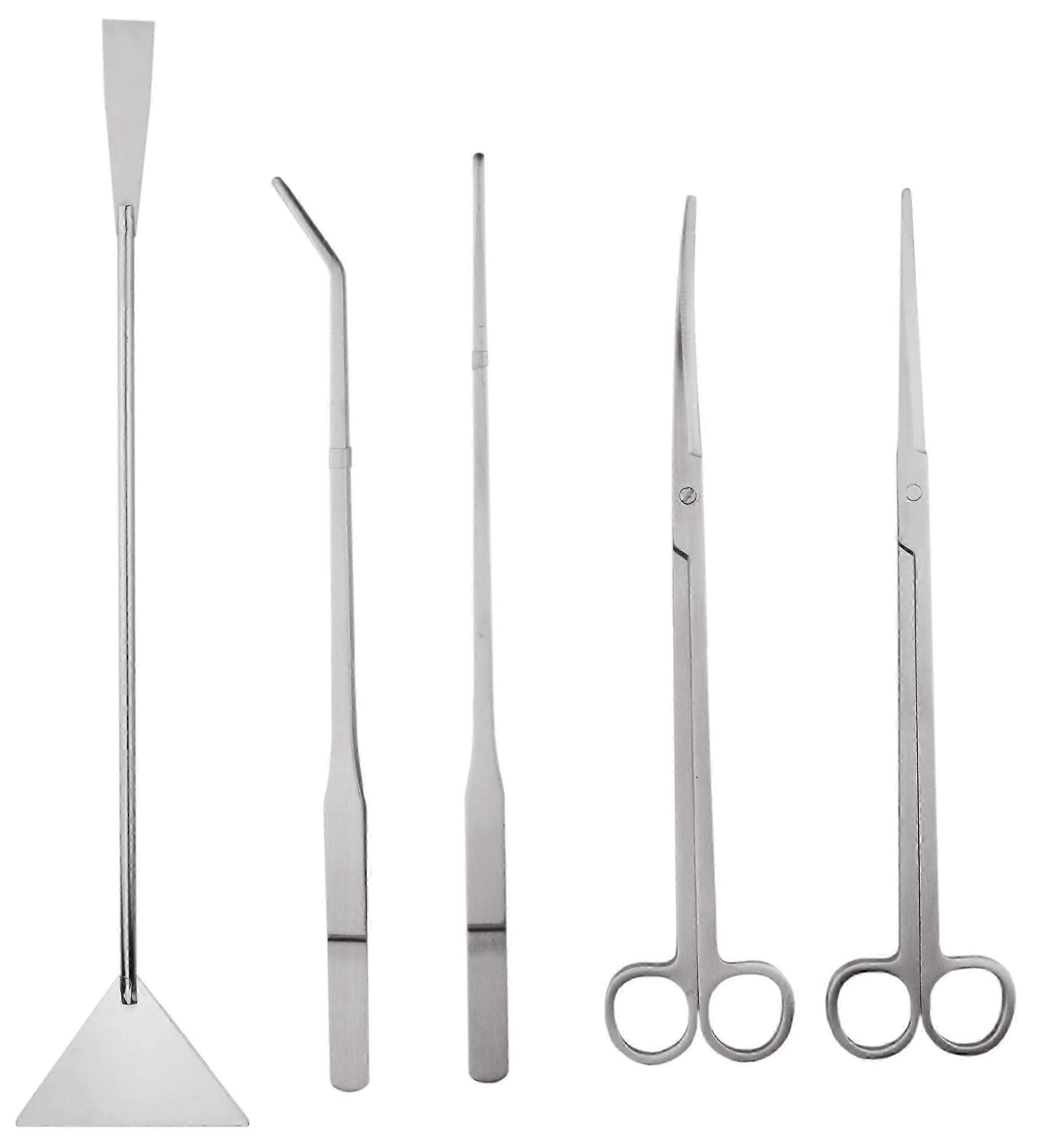 Kit d'outils pour plantes d'aquarium en acier inoxydable, pinces, ciseaux, spatule à substrat, ensemble d'outils - 5 outils