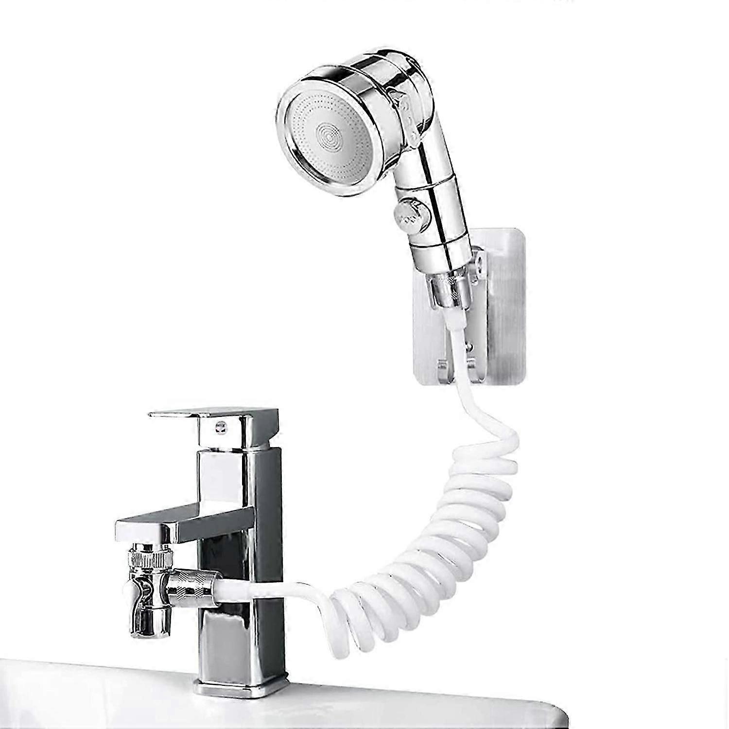 2025 مجموعة رأس دش حوض الحمام المناسبة ، دش يدوي للحمام ، خرطوم تلسكوبي ، مثالي لغسل الشعر أو تنظيف الحوض