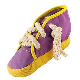 Veeki Dog Chew Toy, Bite Resistant Interactive Dog Squeaky Toy Chews Plush Toy Simulate Shoes  Purple