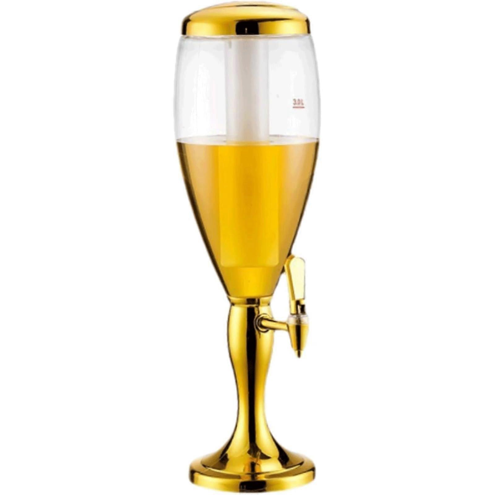 Drink Large Tower with icicles and Lights, Clear Dispenser, 2L, Gold
