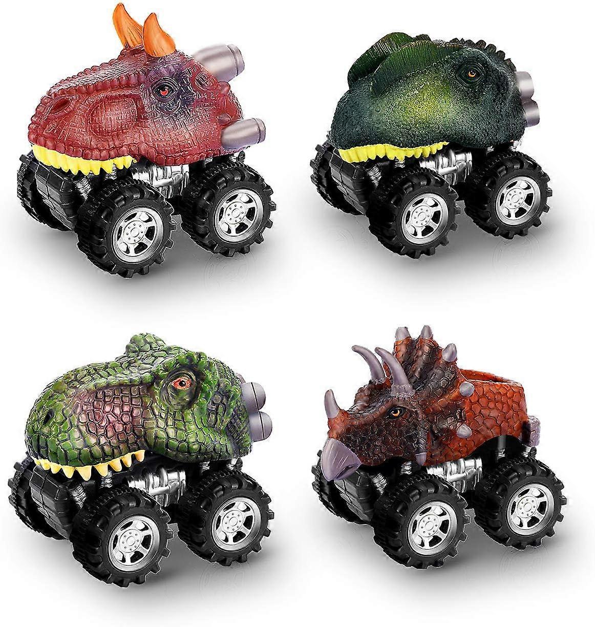 Mini Dinosaur Model，4Pcs (Tyrannosaurus+Dinosaurus+Taurus+Traceratops)-Mini Dinosaur Model