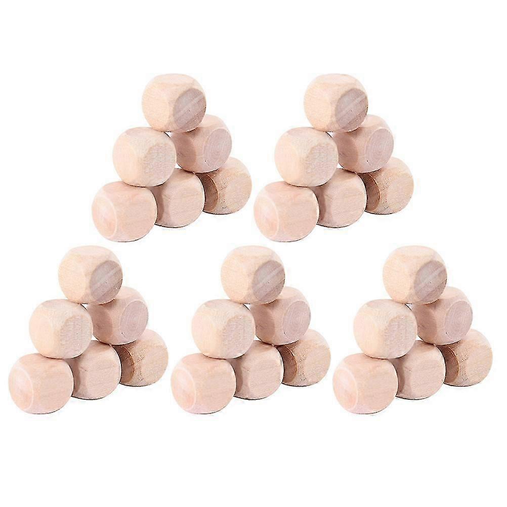 100pcs Wooden Six-sided Blank Dices Square Blocks For Puzzle Game DIY Craft