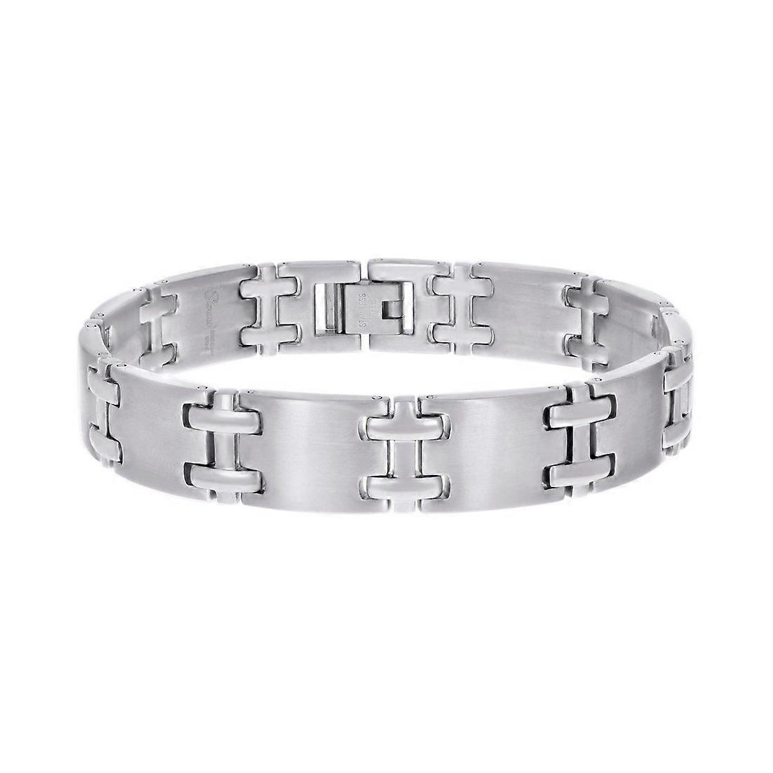 Pulseira masculina de aço inoxidável, 8,5 polegadas, 12 mm de largura, com elos.
