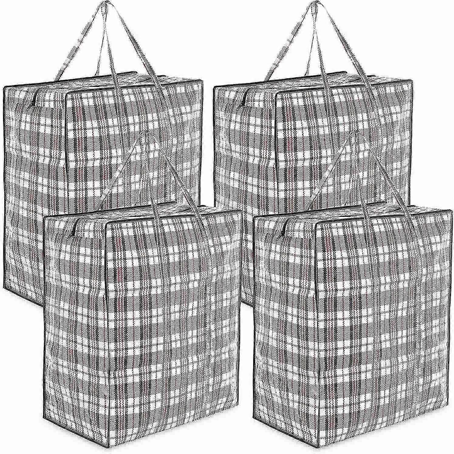 Extra Large Mobile Bag with Zip and Checkered Handles - (Assorted) - 4-Pack