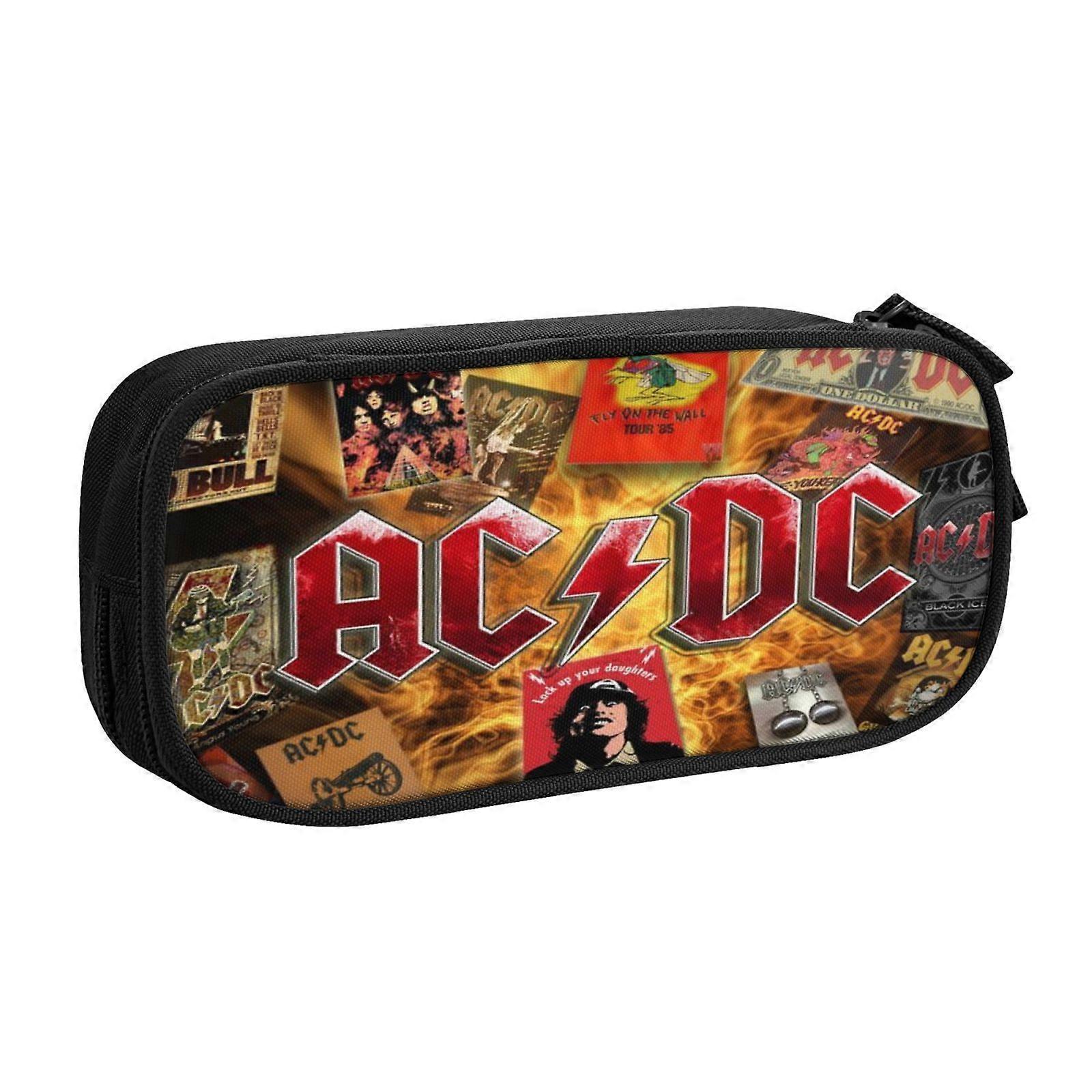 c2361 AC/DC Pencil Case for Writers & Journalists - 5 Pen Loops + Note Pad Sleeve (Durable Polyester) yb2361