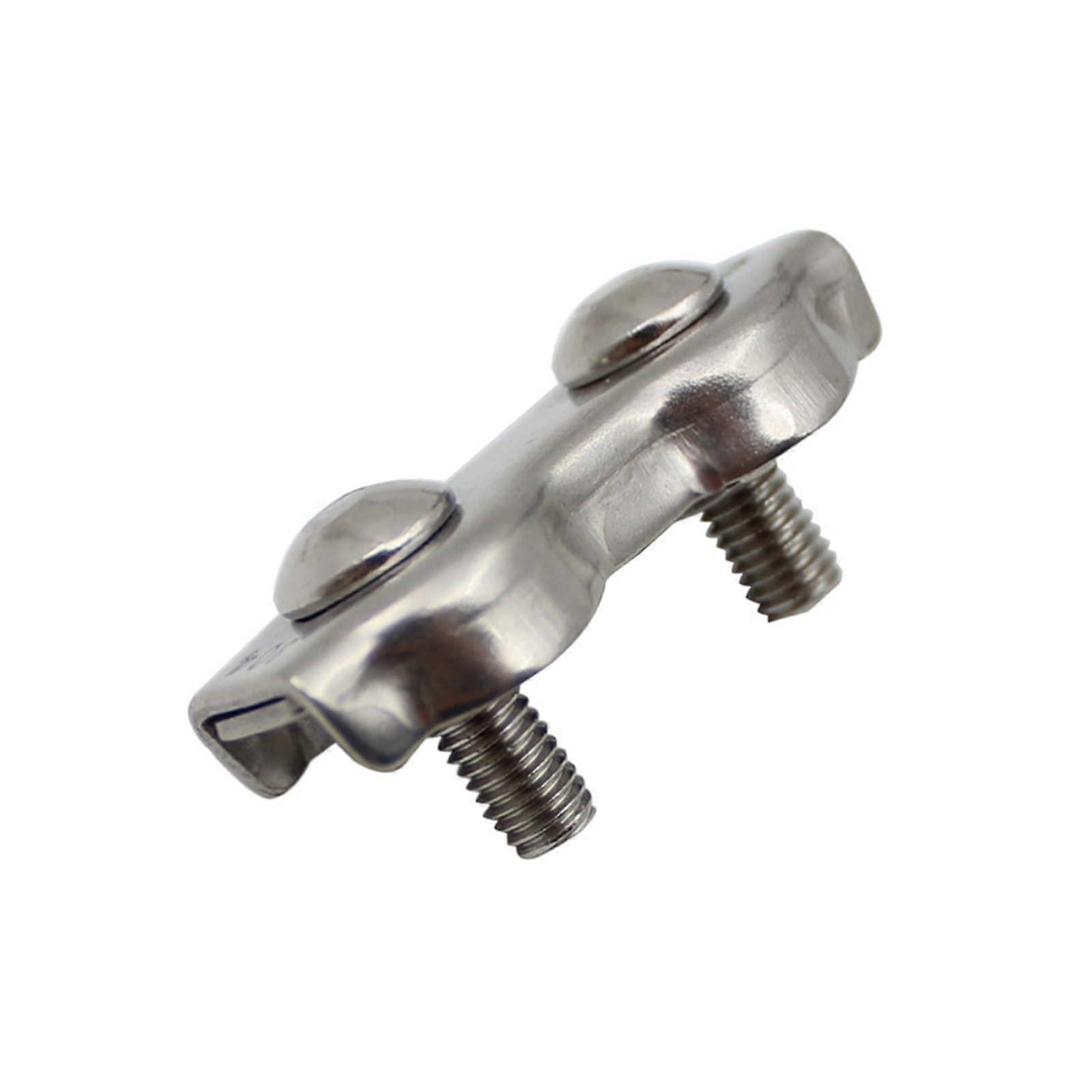 Wire Rope Clamp Stainless Steel Double Clamp Buckle Clip for 2mm to 10mm Wire Rope Cable (8mm Grip)