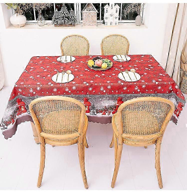 Nappe de Noël rectangulaire Polyester 144 * 180m Motifs d’arbre de Noël pour la décoration de table de NoëlNappe de Noël imprimée Onglet absorbant