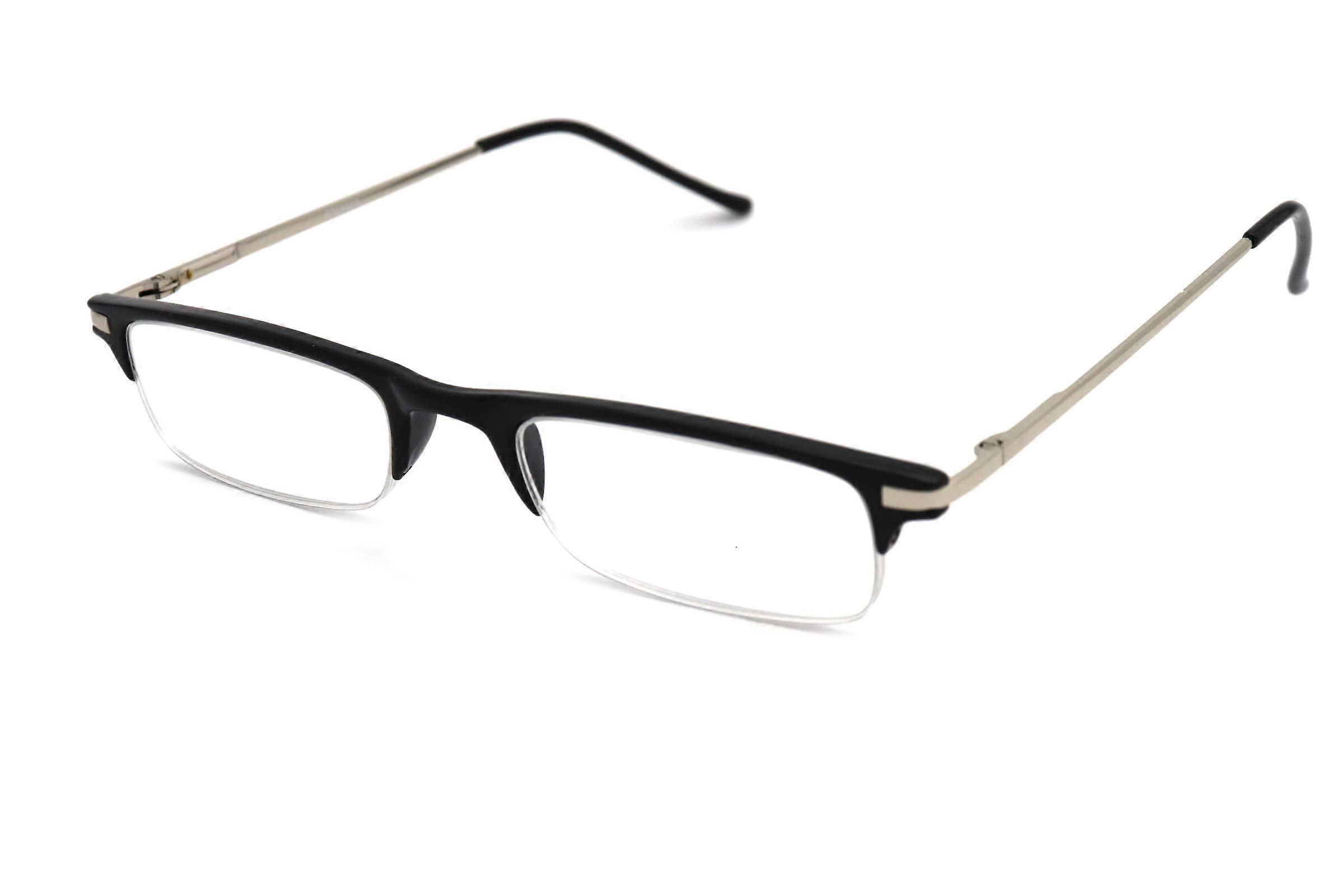 ColorViper Classic Half Eye Reader Glasses for Unisex, Composite Spring Temple, Shiny Black Silver, 2.50 Magnification