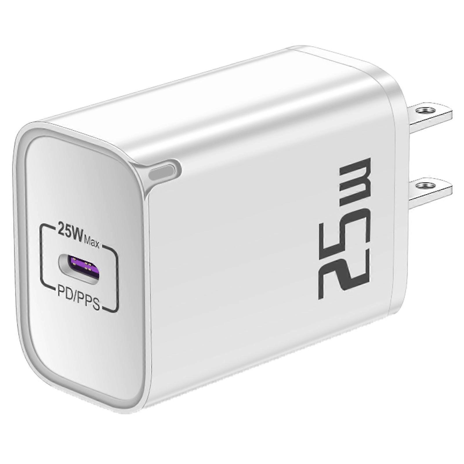 Portable 25W USB C Fastly Charger with Power Delivery, for Office and Home Use US Plugs for Phone Wall Power Adapter White