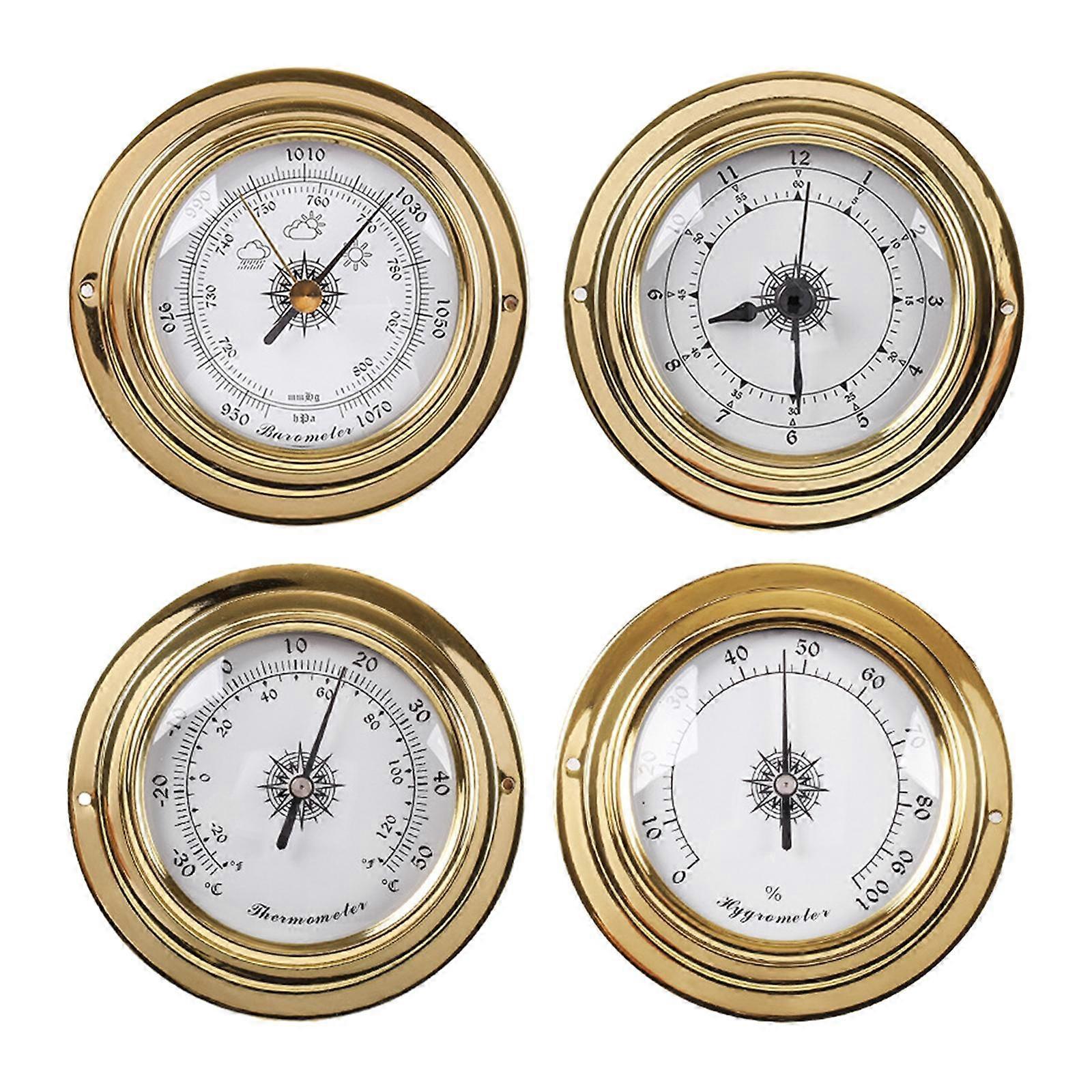 4 Pcs. Thermometer Hygrometer Barometer Clock Weather Stations For Installation