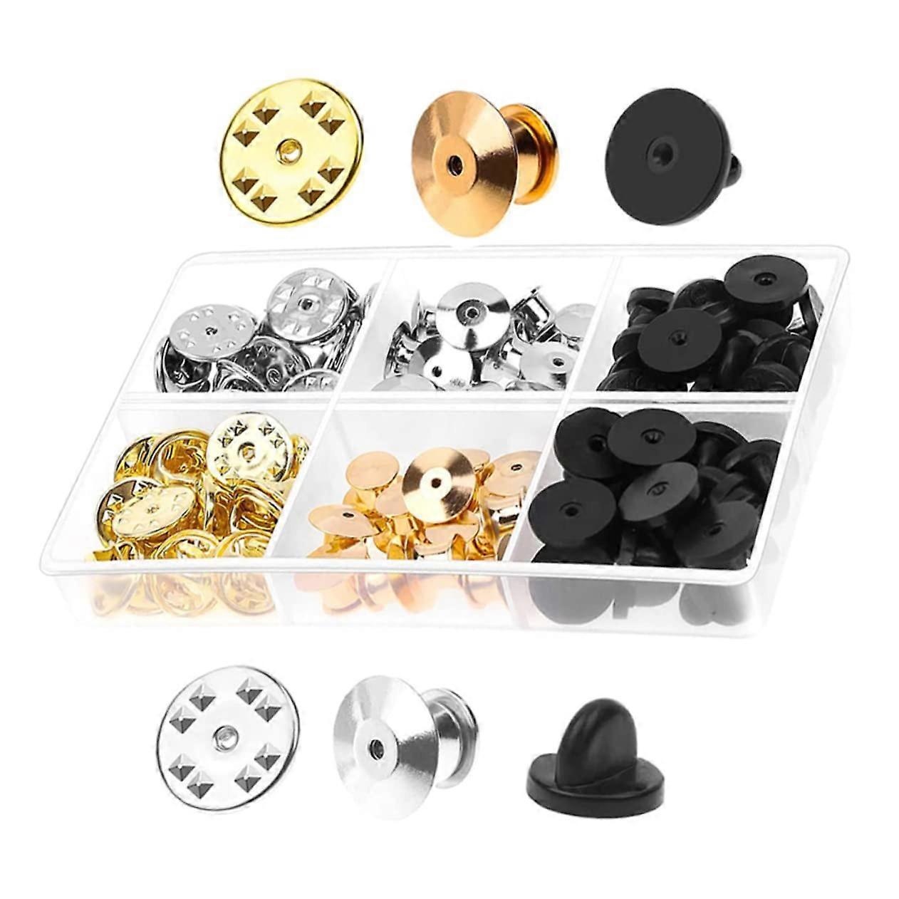 Pin Backings Locking Set 84pcs Metal Flat Clasp Round for Brooches, Tie Tacks, Name Tags, Badges and Crafts