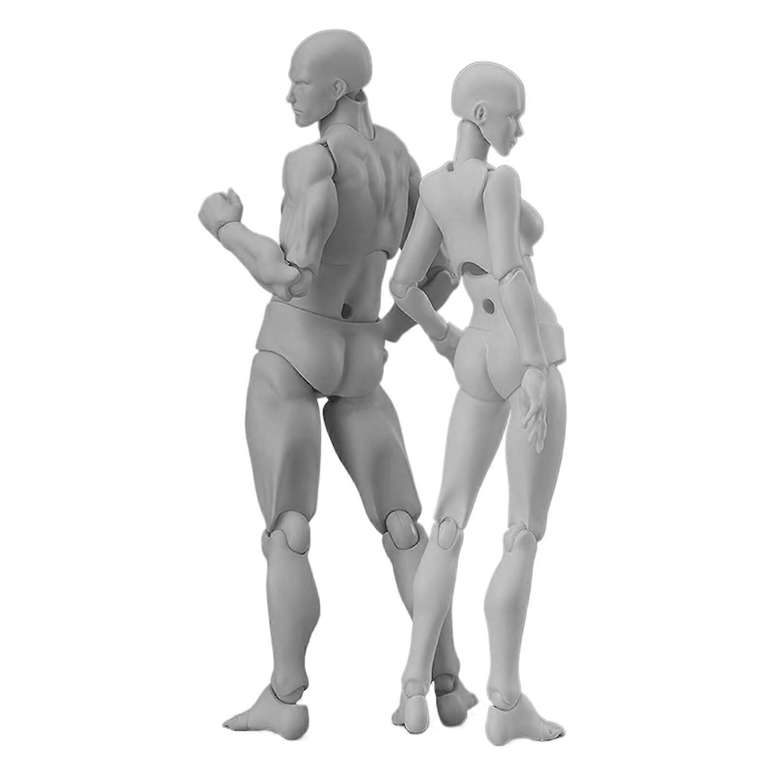 2Pcs Jointed Artists Manikin Drawing Figure Set, Male and Female Models for Sketching and Painting, Action Pose Mannequins