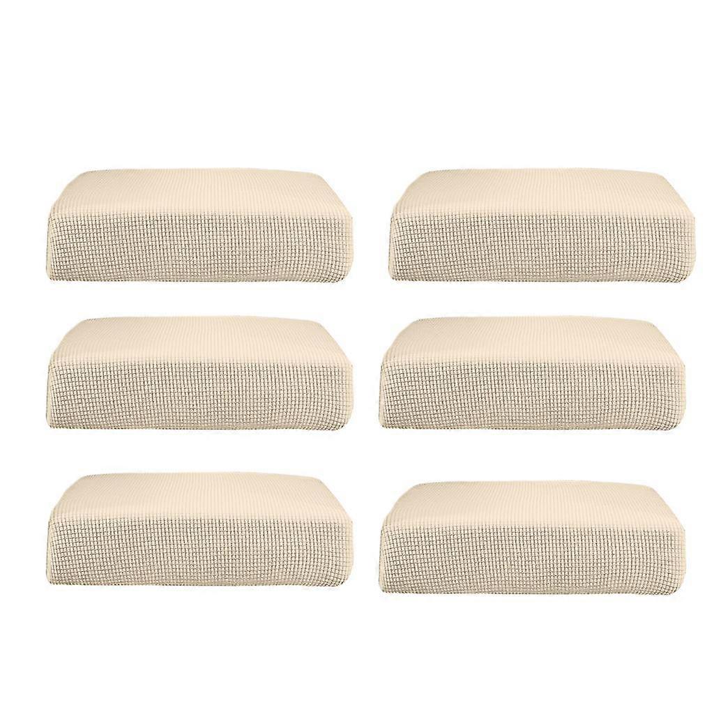 6ピースクリーム_Size S伸縮性のあるポリエステルソファクッションカバーソファスリップカバー